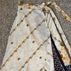 White and Gold Reversible Wrap Skirt